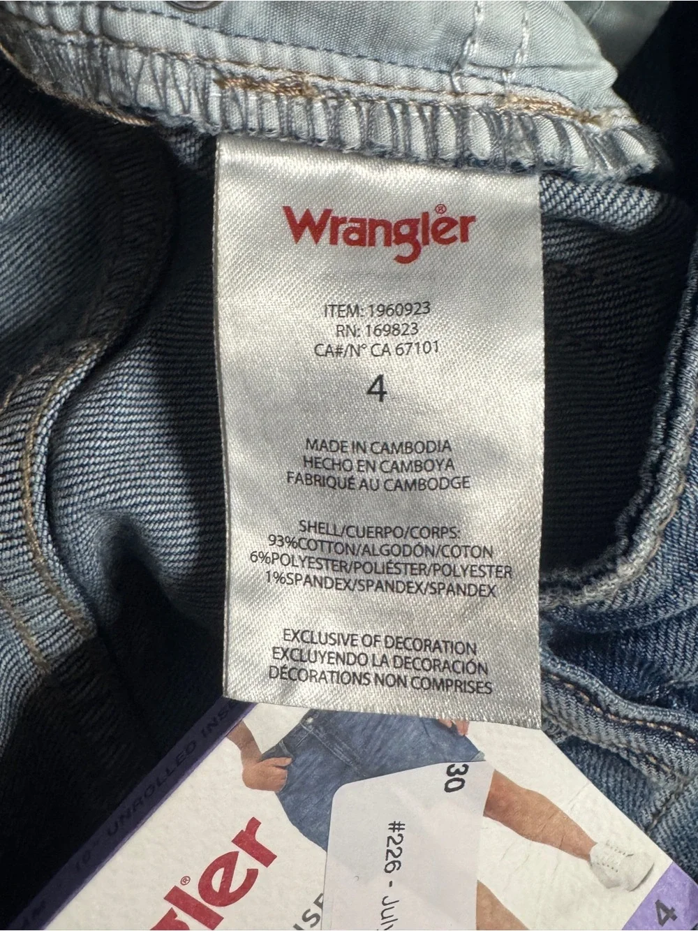 4/27 Wrangler Women's High Rise Denim Shorts Cotton Blue Jorts Rolled